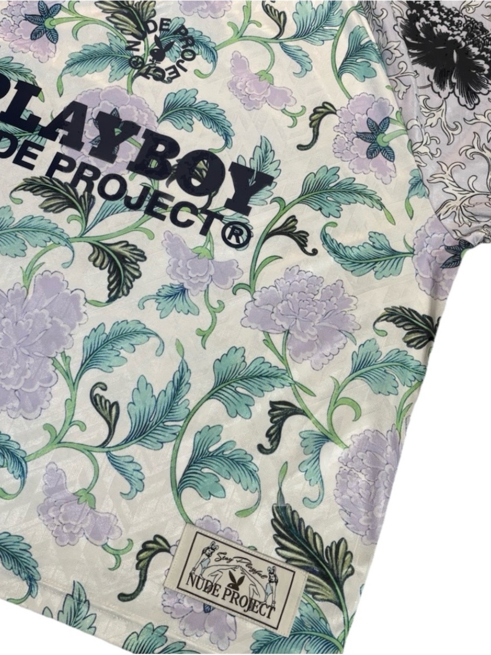 🔥 Playboy x Nude Project Floral Polo Shirt XXL Bunny Logo Streetwear Rare 🔥 - Picture 3 of 9